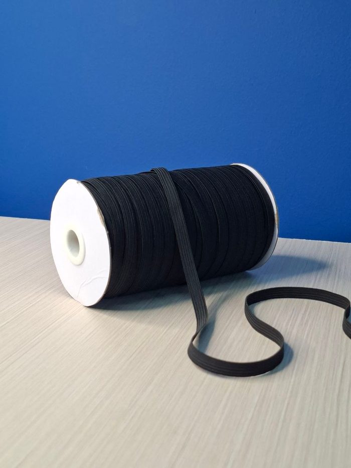 Elastica Rayon Negra X Rollo - 8mm 100mts