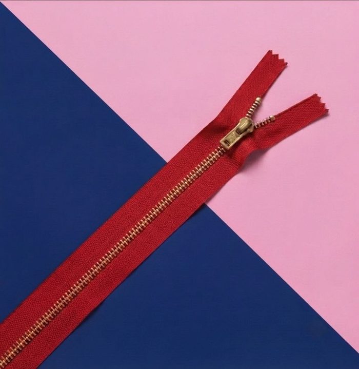 Cierre Metal Fino 15cm Rojo