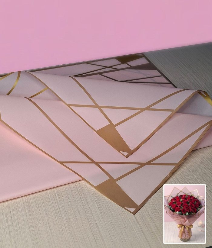 Papel Coreano Rosado Con Doblez Dorado