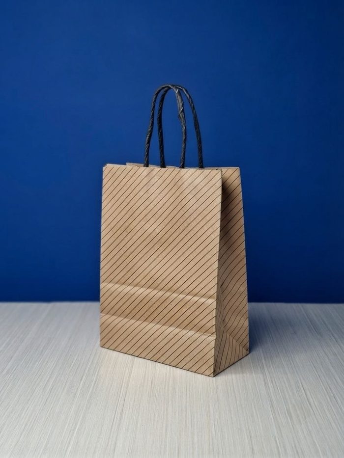 Bolsa Kraft Estampada (P) - Rayas Negras