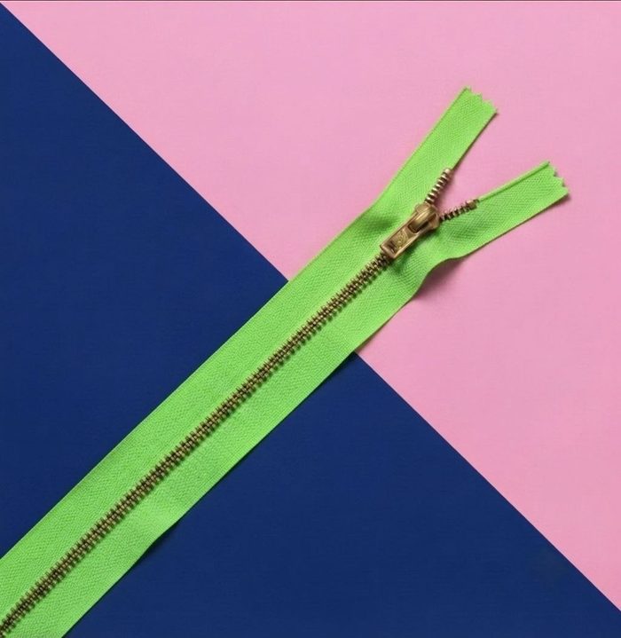 Cierre Metal Fino 15cm Verde Fluorescente