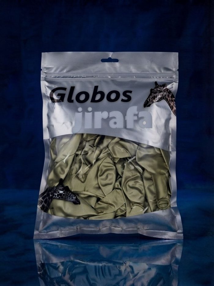 Paquete De Globos Jirafa Cromado - R10 Oro Arena 50pz