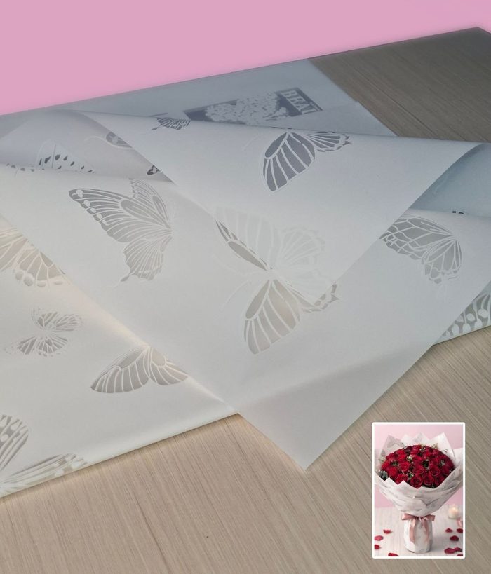 Papel Coreano Traslucido Mariposas Blancas