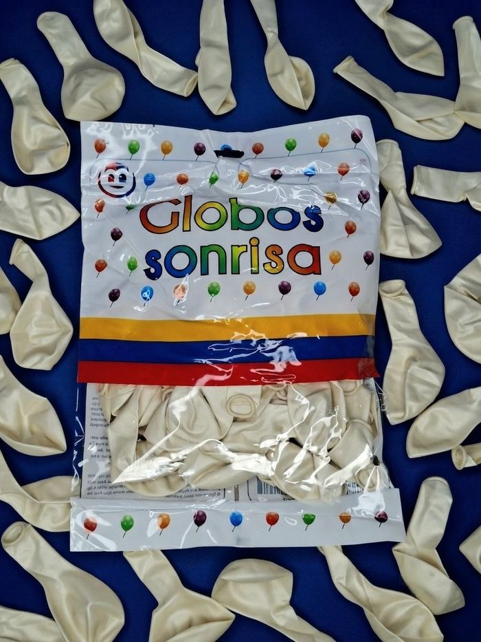 Paquete De Globos Sonrisa - Blanco Perlado