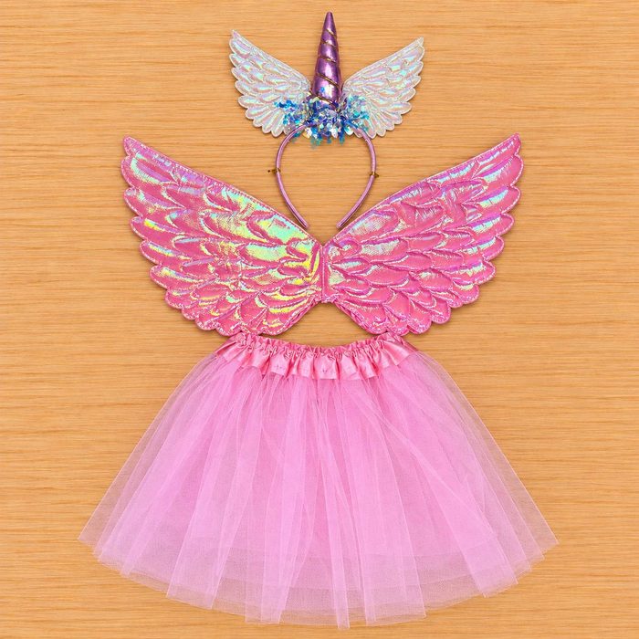 Set de Unicornio con Alas, Tutu y Cintillo - Rosado