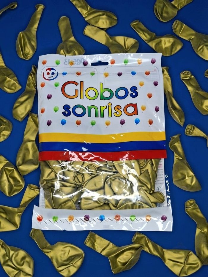 Paquete De Globos Sonrisa - Dorado Perlado