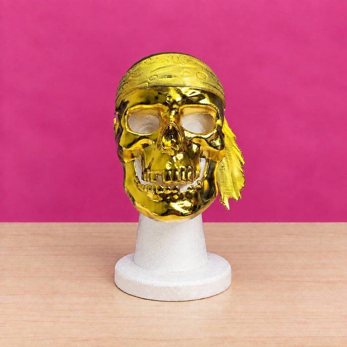 Mascara Calavera Pirata - Dorada