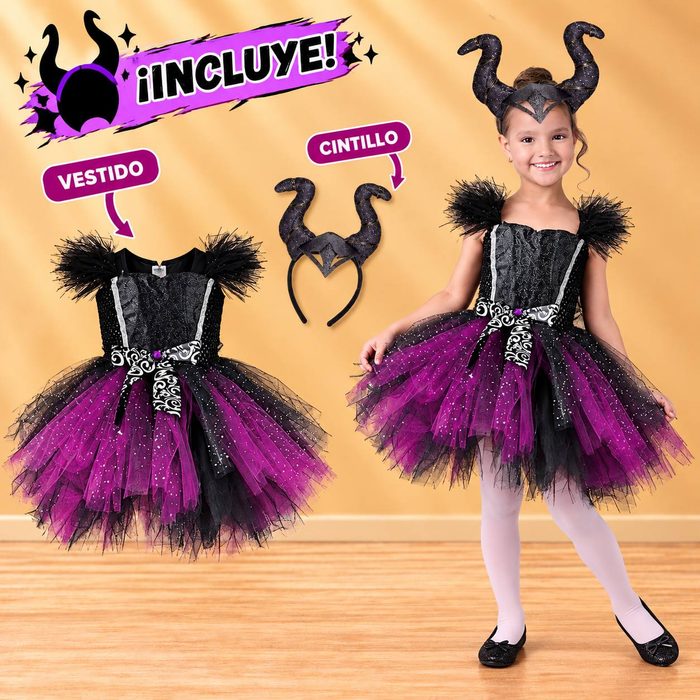 Disfraz Malefica Fashon Niña - Talla 4