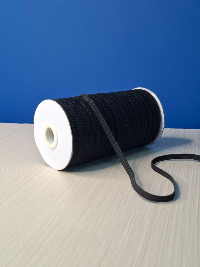 Elastica Rayon Negra X Rollo - 6mm 100mts